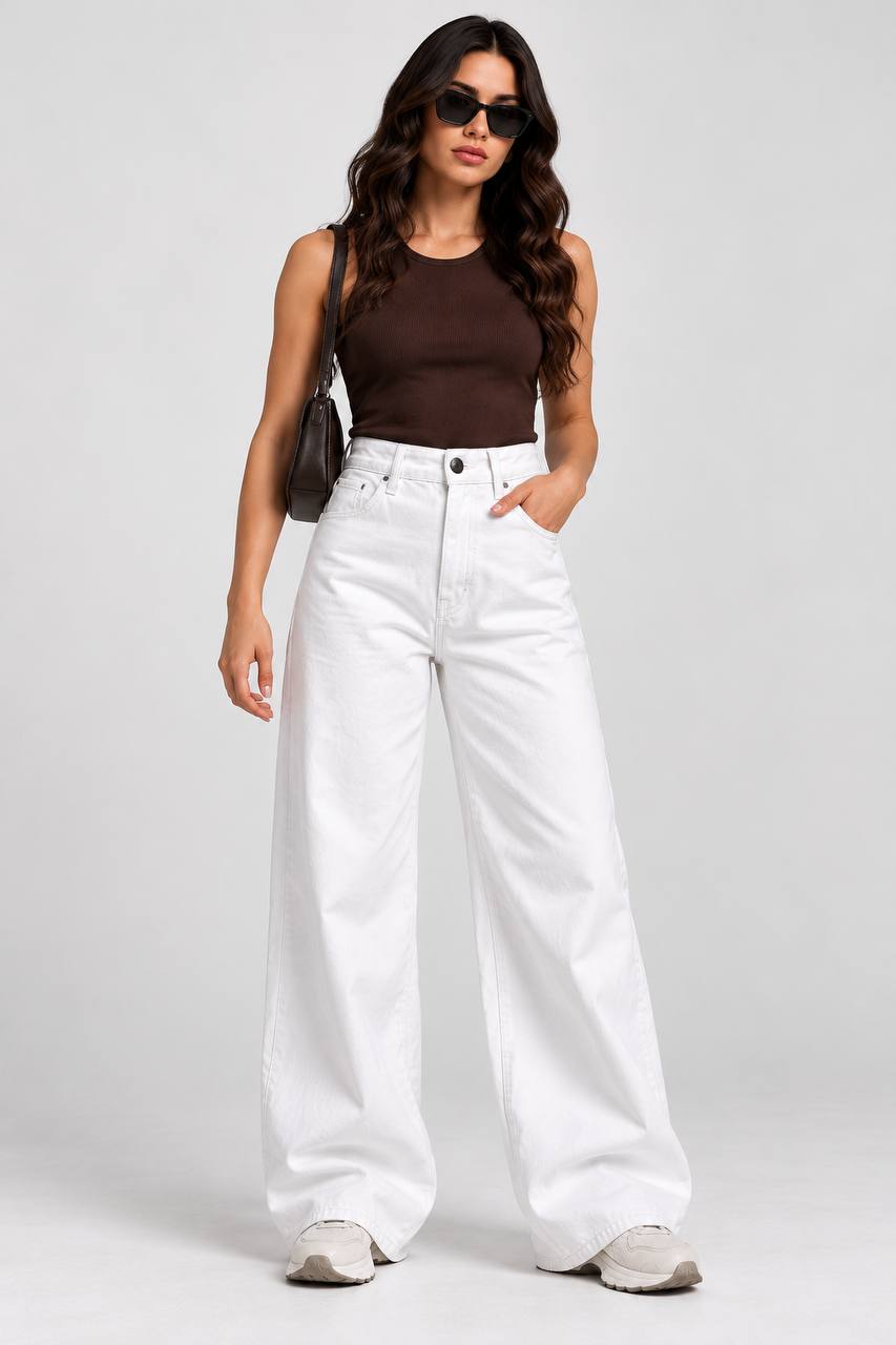 Wide-Leg Gabardine Trousers